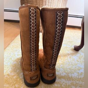 UGG Ultimate Tall Tan Boots with Embroidered Accents - Size 7